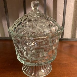 Vintage signed Homco glass dish with lid